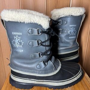 Vintage Sorel Manitou Kaufman Snow Wool Winter Rain Boots Gray Mens 8 Waterproof